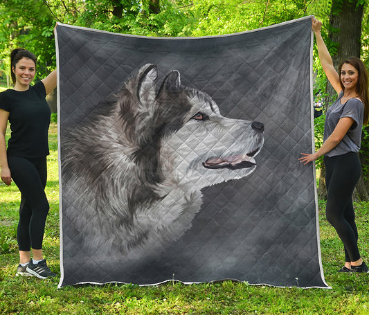 Alaskan Malamute Painting Print Quilt