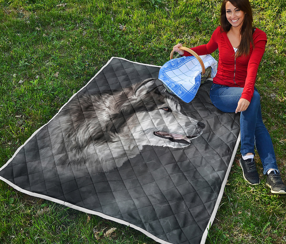 Alaskan Malamute Painting Print Quilt