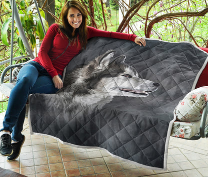 Alaskan Malamute Painting Print Quilt