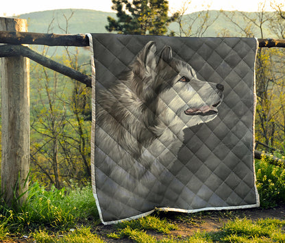 Alaskan Malamute Painting Print Quilt