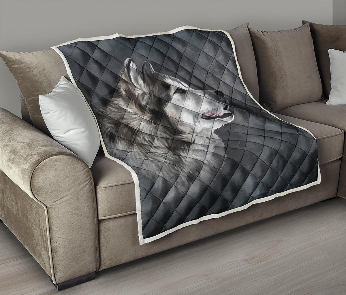 Alaskan Malamute Painting Print Quilt