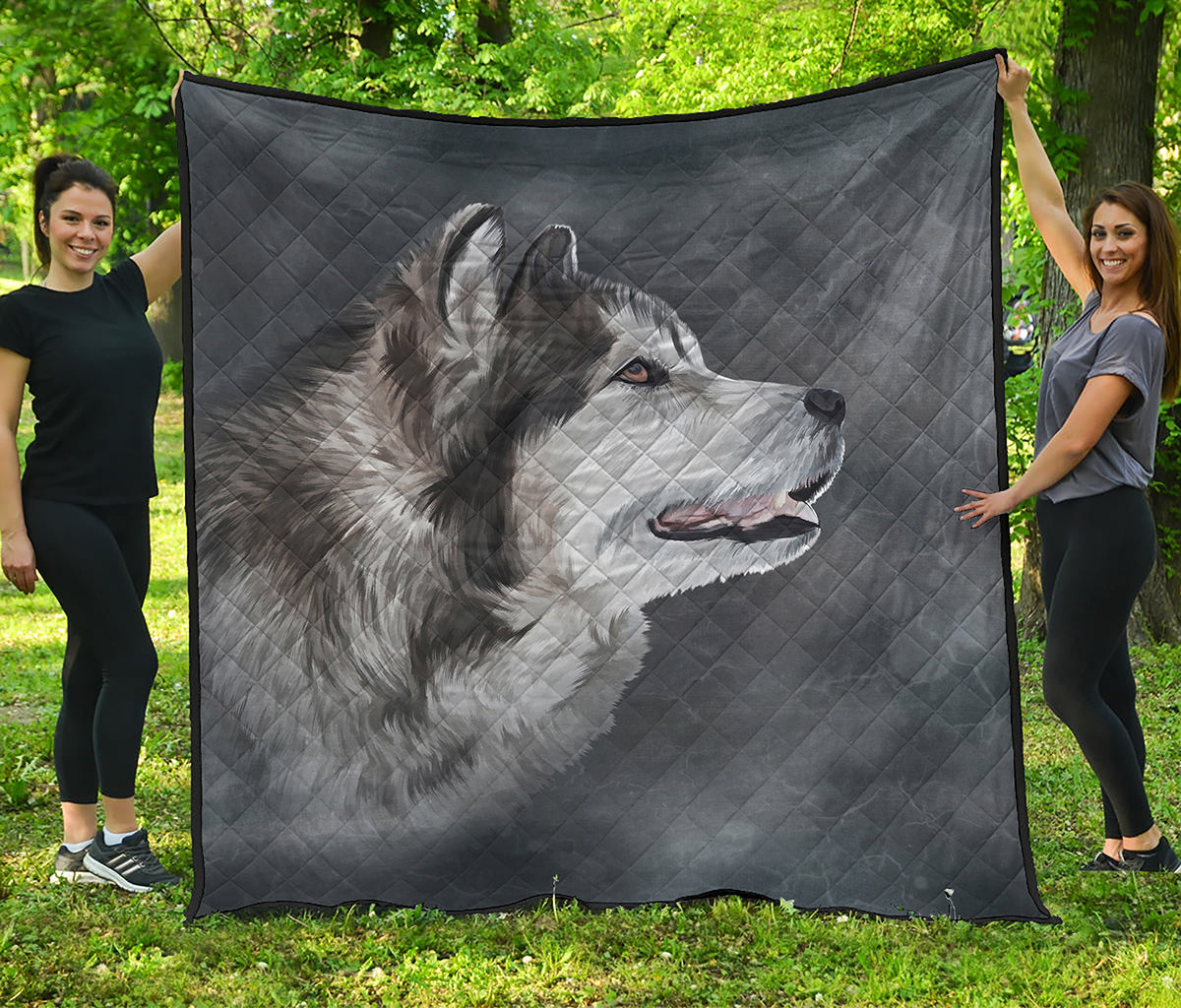 Alaskan Malamute Painting Print Quilt
