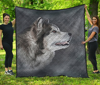 Alaskan Malamute Painting Print Quilt