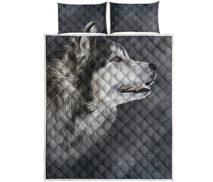 Alaskan Malamute Painting Print Quilt Bed Set