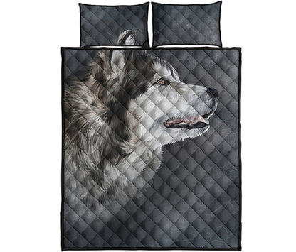 Alaskan Malamute Painting Print Quilt Bed Set