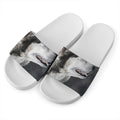 Alaskan Malamute Painting Print White Slide Sandals