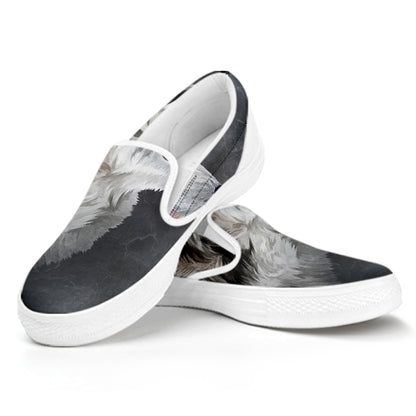 Alaskan Malamute Painting Print White Slip On Shoes