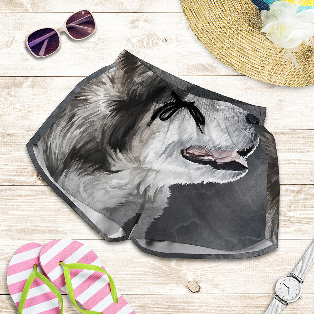 Alaskan Malamute Painting Print Women's Shorts