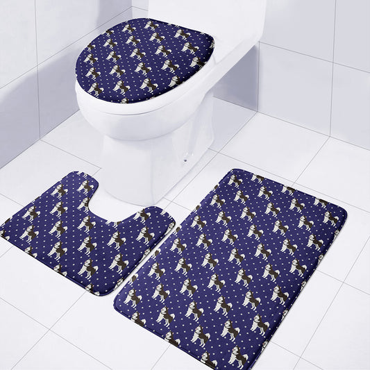 Alaskan Malamute Pattern Print 3 Piece Bath Mat Set