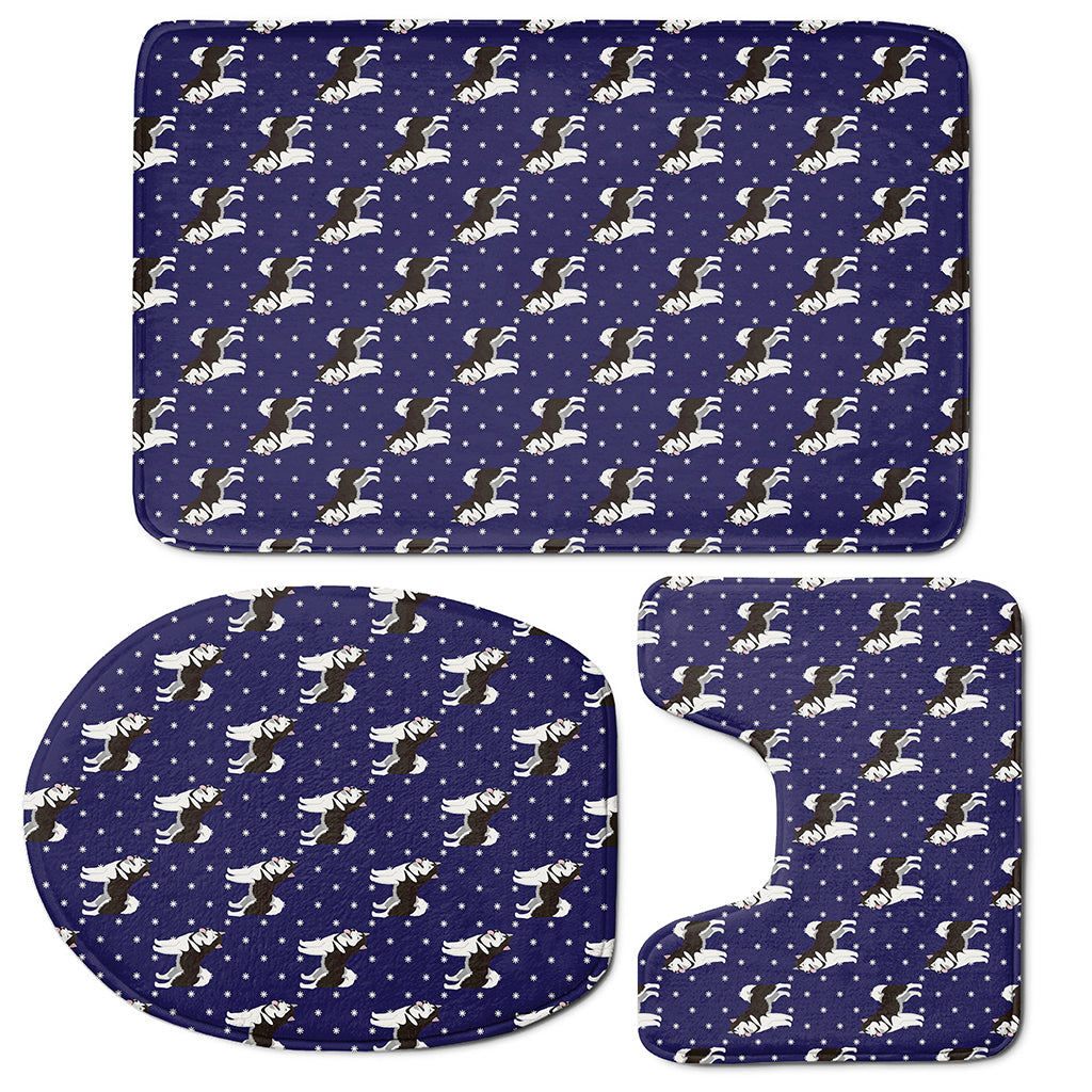 Alaskan Malamute Pattern Print 3 Piece Bath Mat Set
