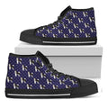 Alaskan Malamute Pattern Print Black High Top Sneakers
