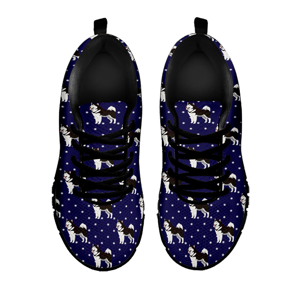 Alaskan Malamute Pattern Print Black Sneakers