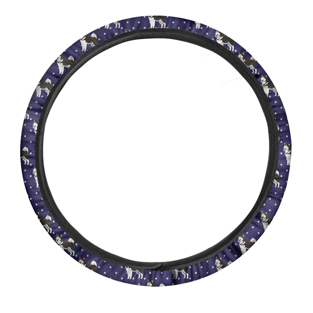 Alaskan Malamute Pattern Print Car Steering Wheel Cover