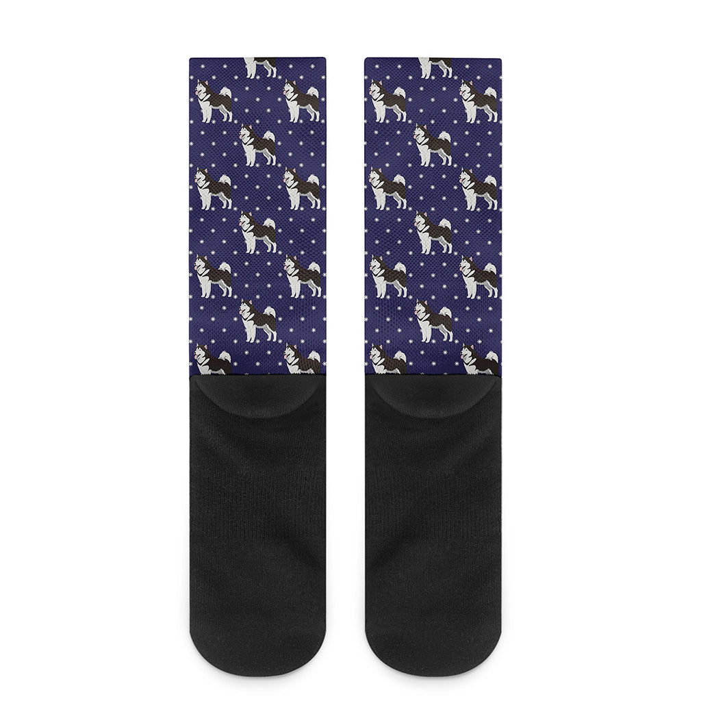 Alaskan Malamute Pattern Print Crew Socks