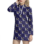Alaskan Malamute Pattern Print Hoodie Dress