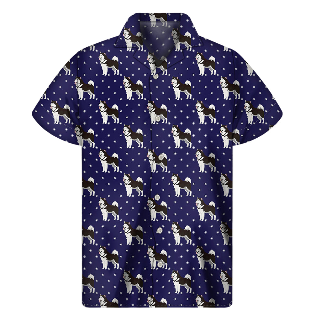 Alaskan Malamute Pattern Print Men's Short Sleeve Shirt