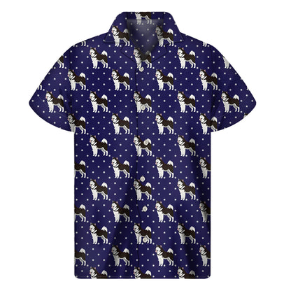 Alaskan Malamute Pattern Print Men's Short Sleeve Shirt