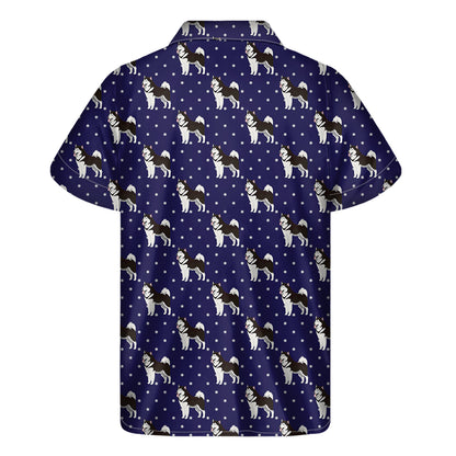 Alaskan Malamute Pattern Print Men's Short Sleeve Shirt