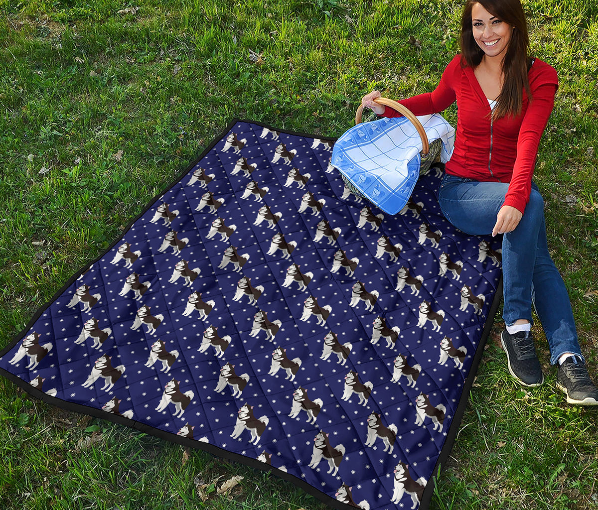 Alaskan Malamute Pattern Print Quilt