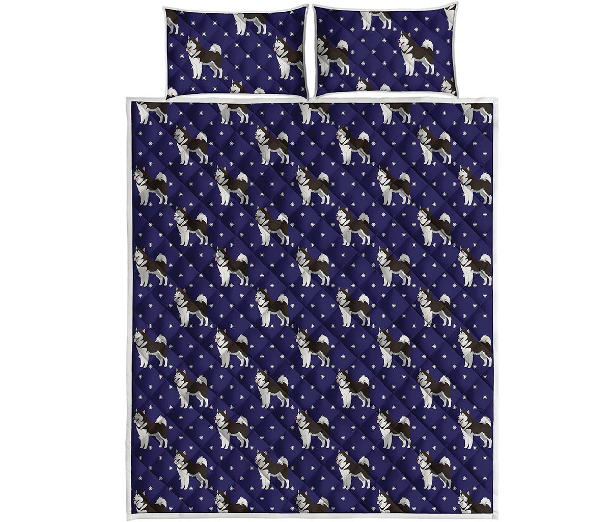 Alaskan Malamute Pattern Print Quilt Bed Set