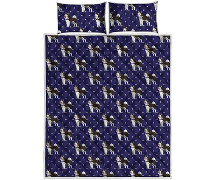 Alaskan Malamute Pattern Print Quilt Bed Set