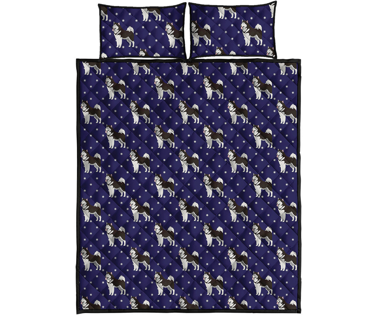 Alaskan Malamute Pattern Print Quilt Bed Set