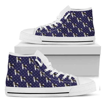 Alaskan Malamute Pattern Print White High Top Shoes