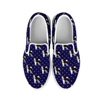 Alaskan Malamute Pattern Print White Slip On Shoes