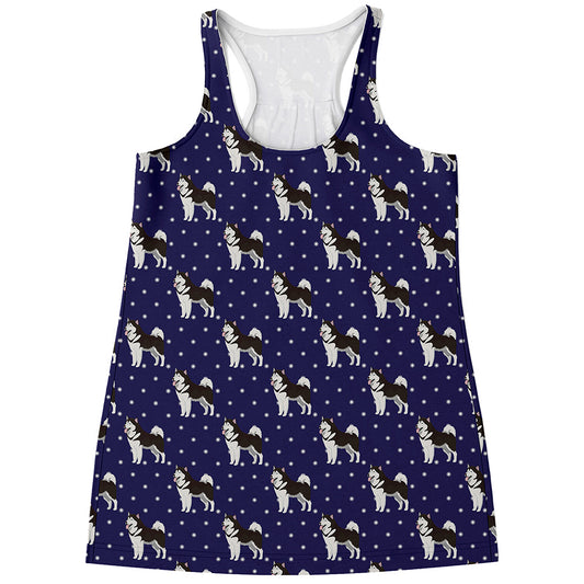 Alaskan Malamute Pattern Print Women's Racerback Tank Top