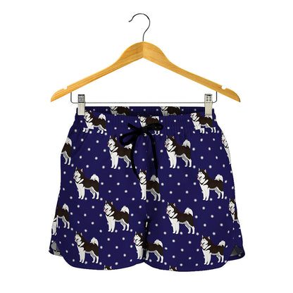 Alaskan Malamute Pattern Print Women's Shorts