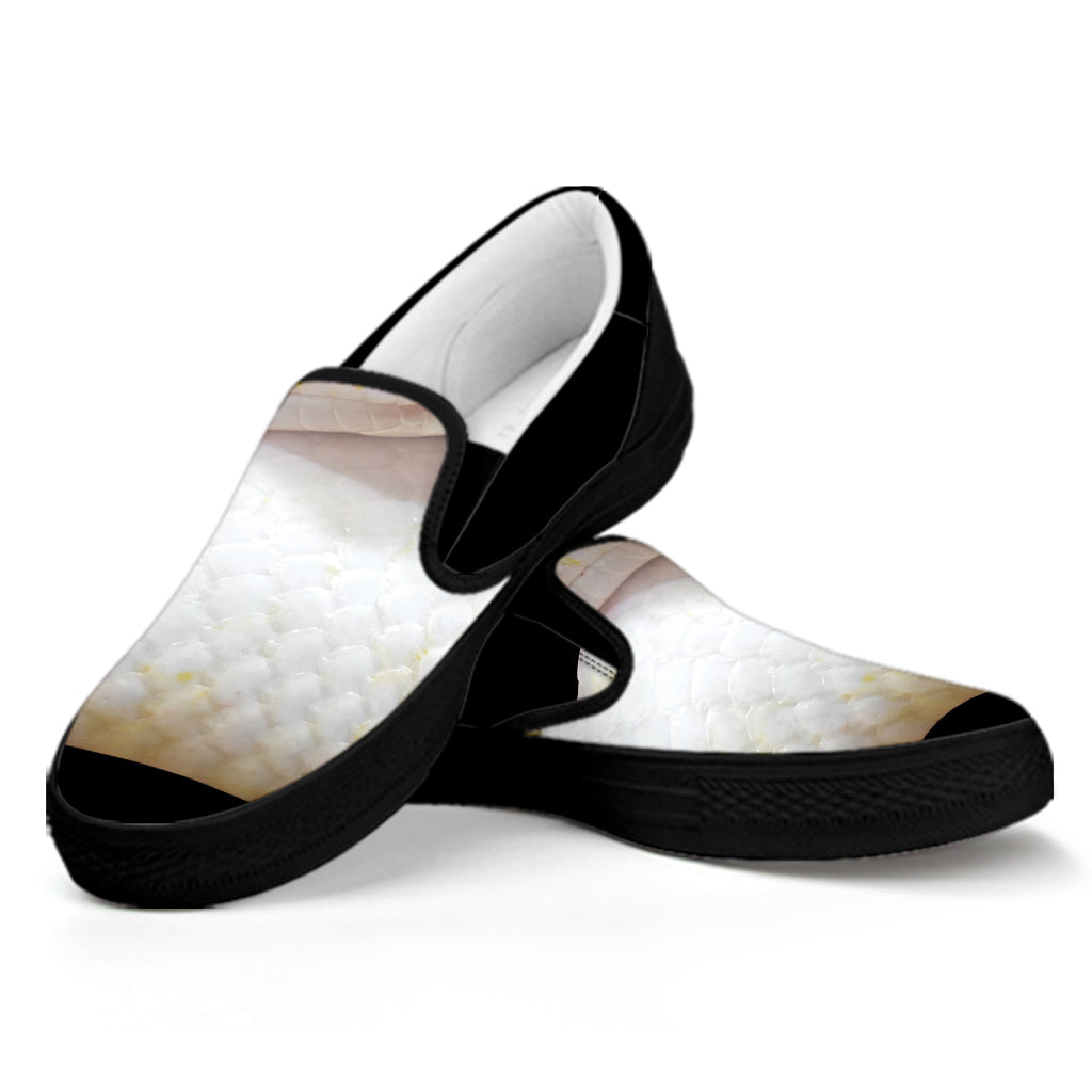 Albino Snake Print Black Slip On Shoes