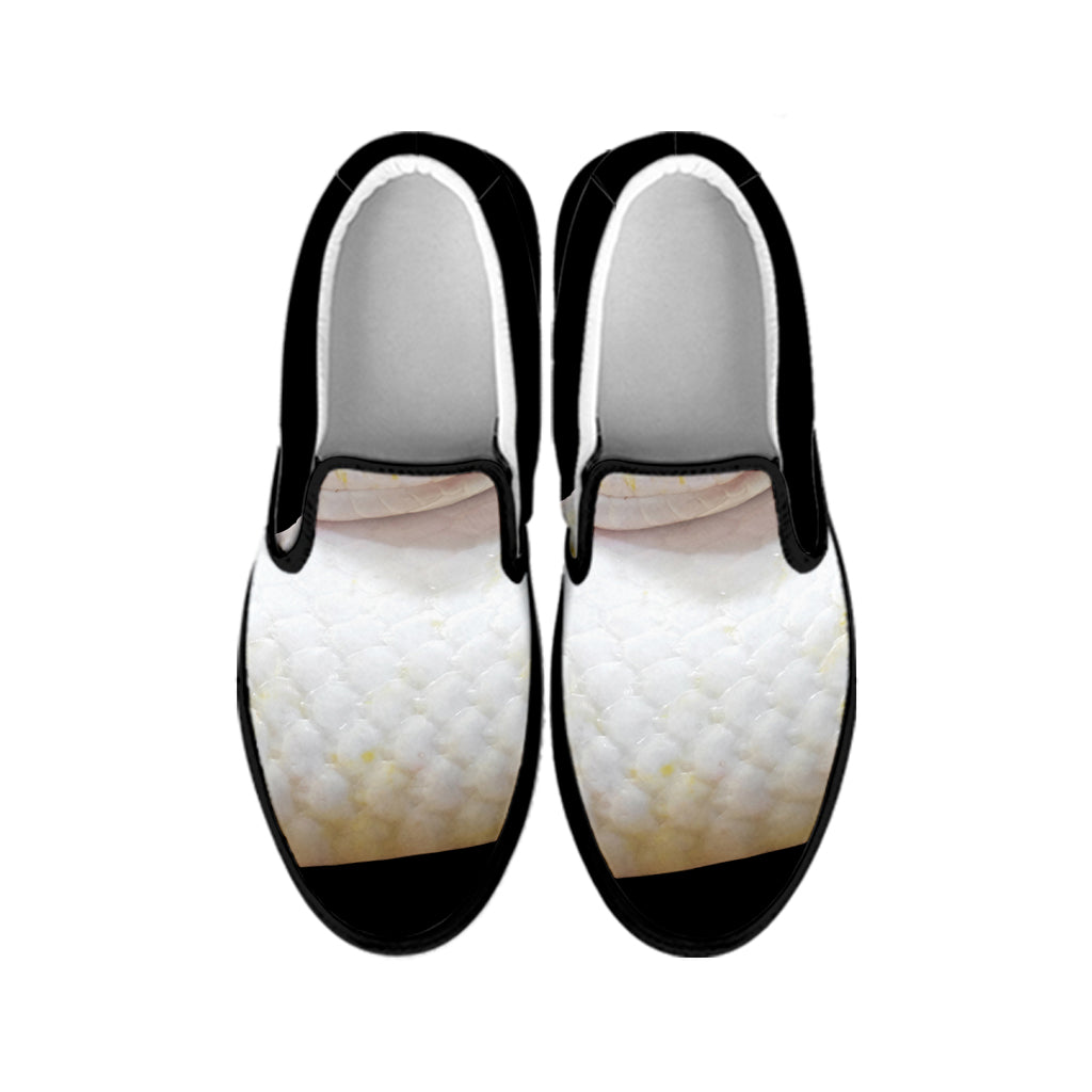 Albino Snake Print Black Slip On Shoes
