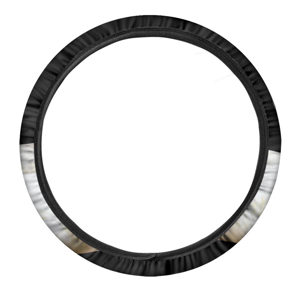 Albino Snake Print Car Steering Wheel Cover
