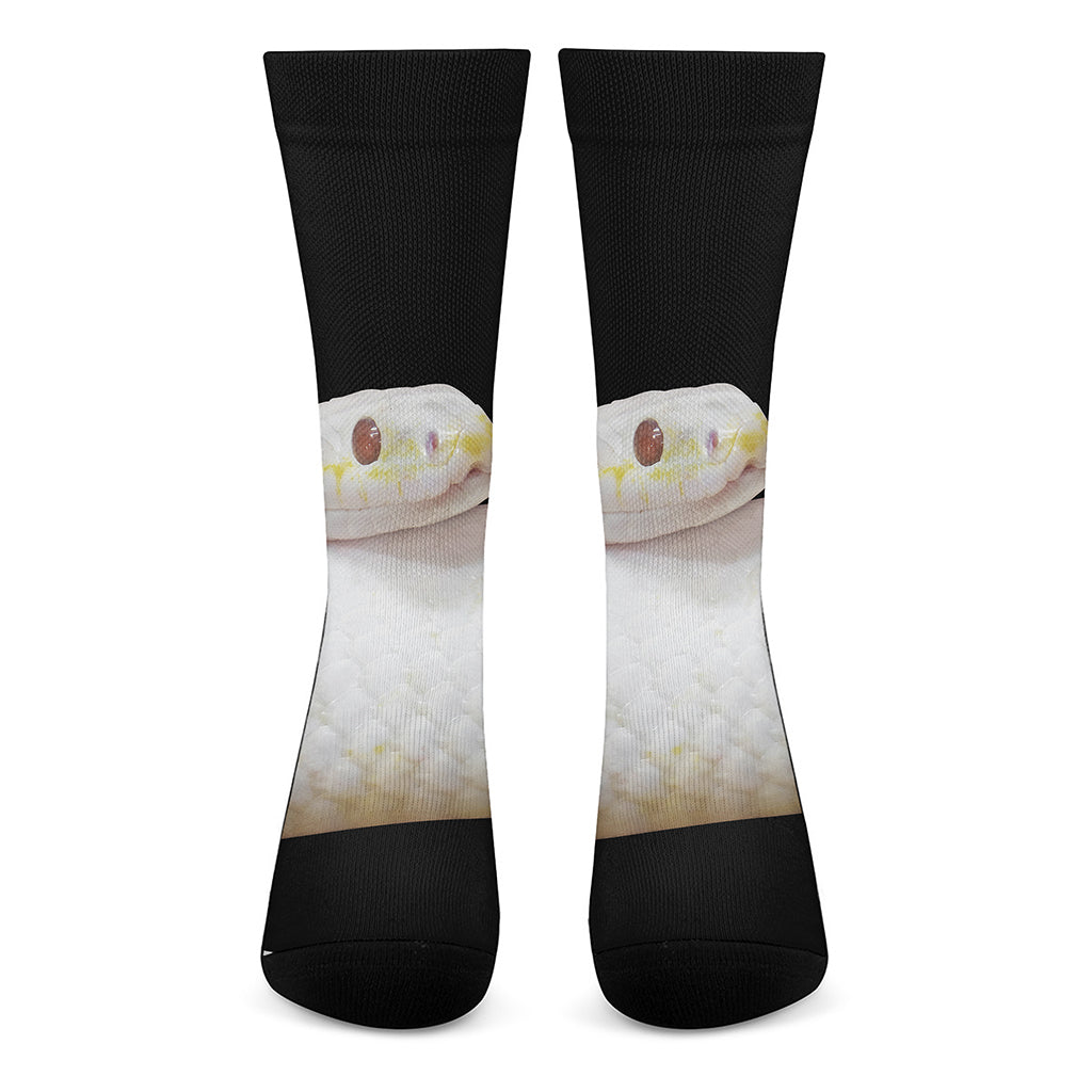 Albino Snake Print Crew Socks