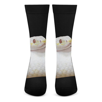Albino Snake Print Crew Socks