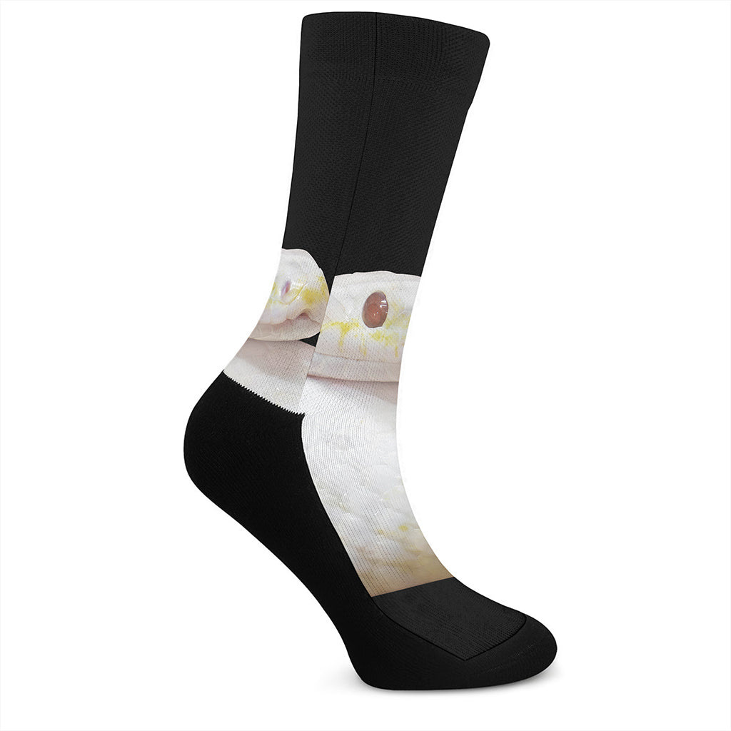 Albino Snake Print Crew Socks