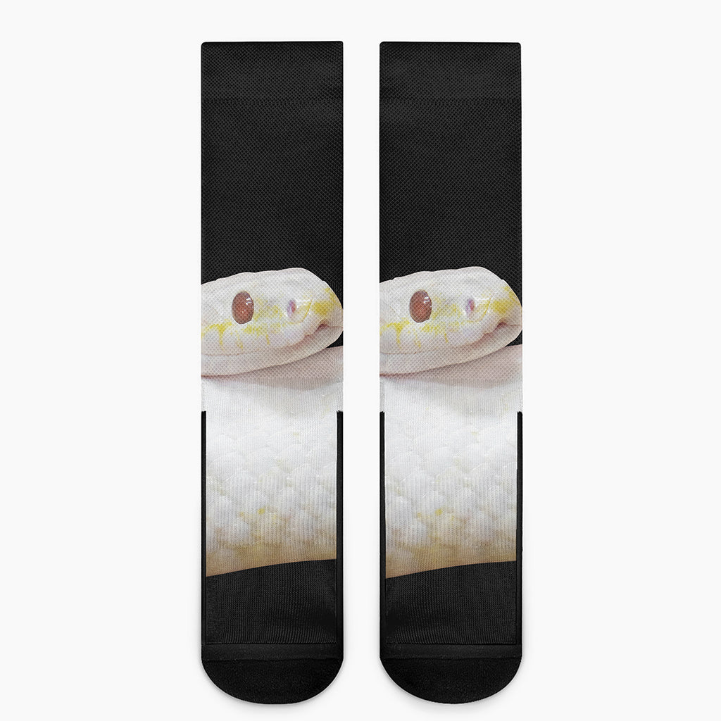 Albino Snake Print Crew Socks