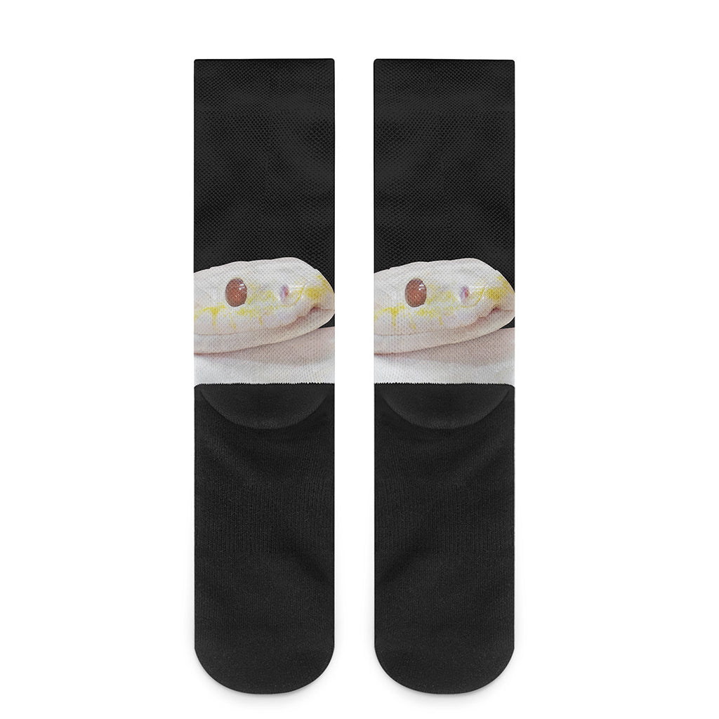 Albino Snake Print Crew Socks