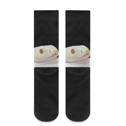 Albino Snake Print Crew Socks