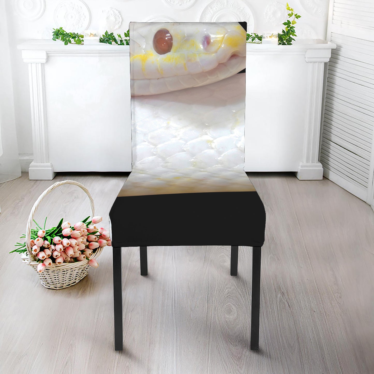 Albino Snake Print Dining Chair Slipcover