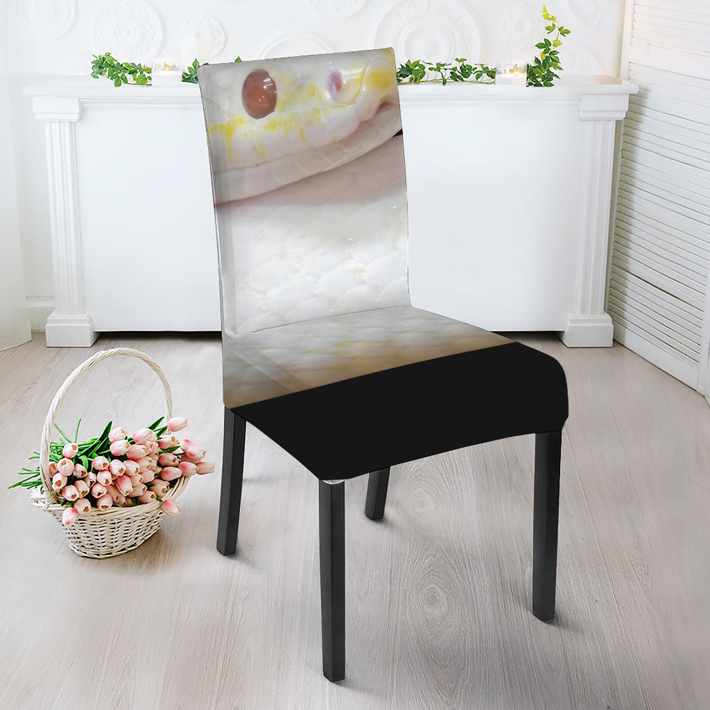 Albino Snake Print Dining Chair Slipcover
