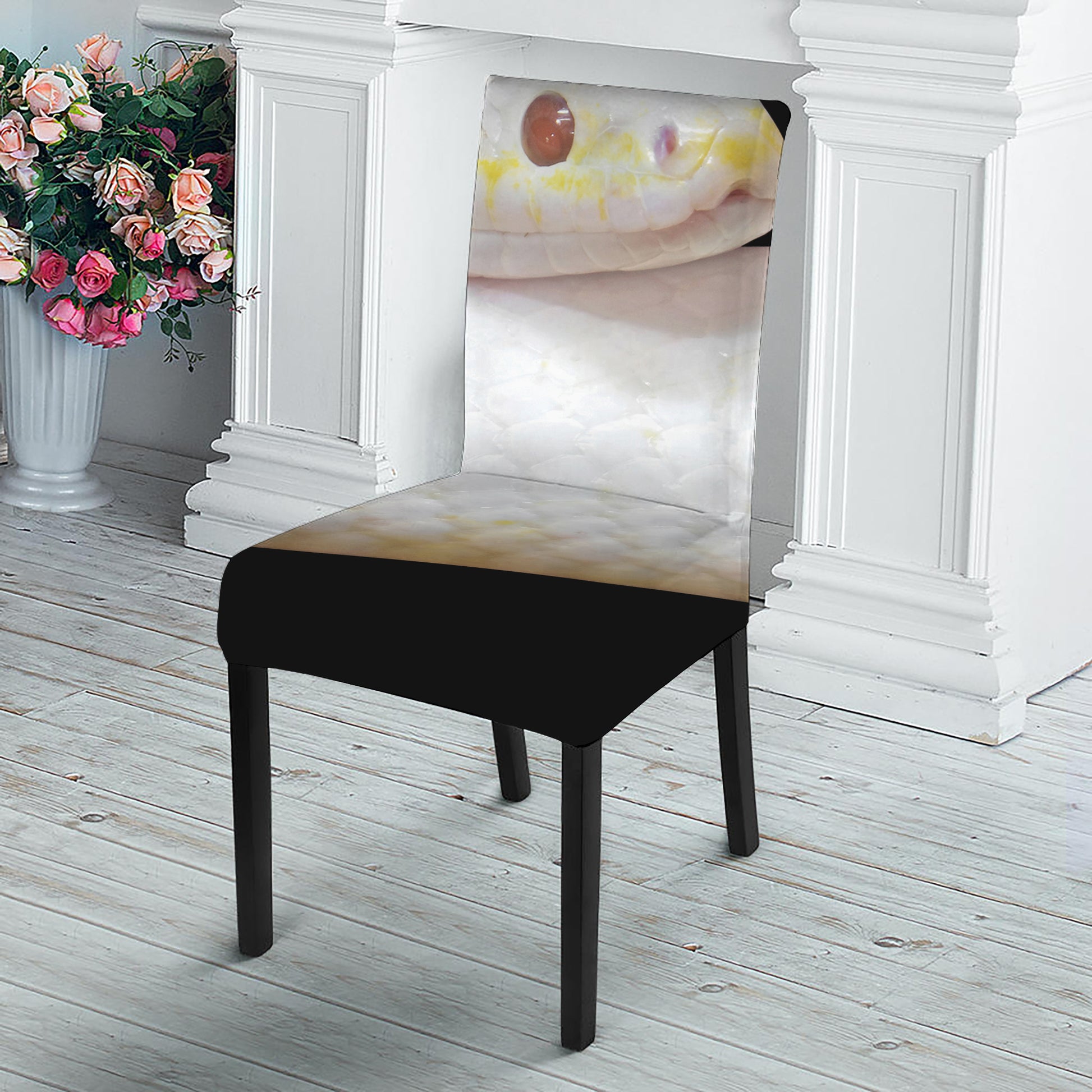 Albino Snake Print Dining Chair Slipcover