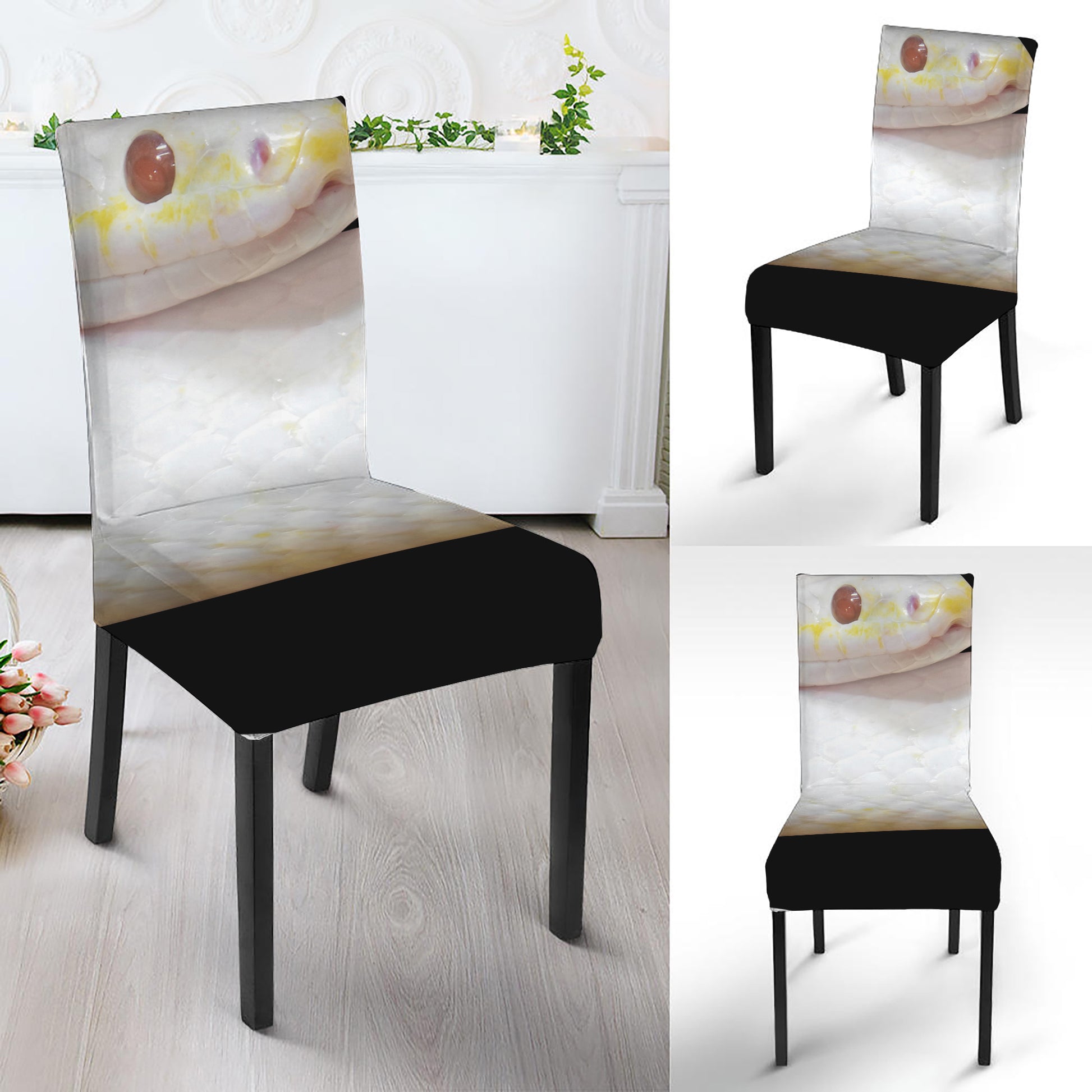 Albino Snake Print Dining Chair Slipcover