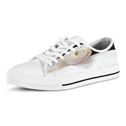 Albino Snake Print White Low Top Shoes