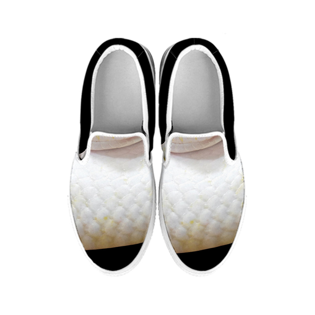 Albino Snake Print White Slip On Shoes