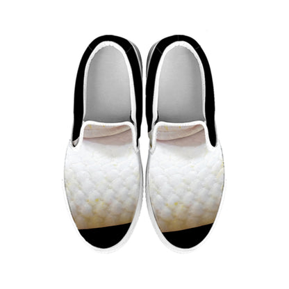 Albino Snake Print White Slip On Shoes