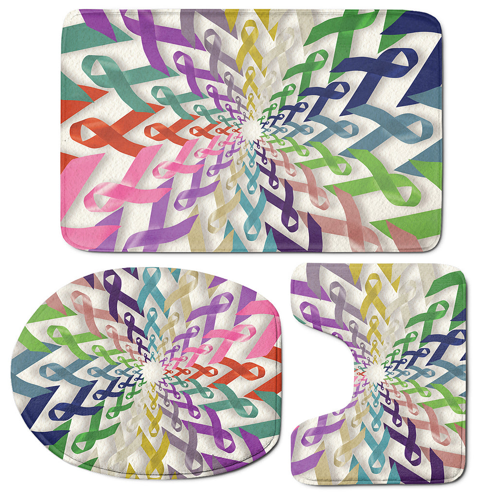 All Cancer Awareness Mandala Print 3 Piece Bath Mat Set