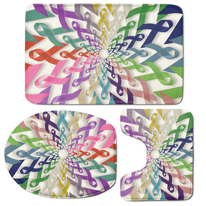 All Cancer Awareness Mandala Print 3 Piece Bath Mat Set