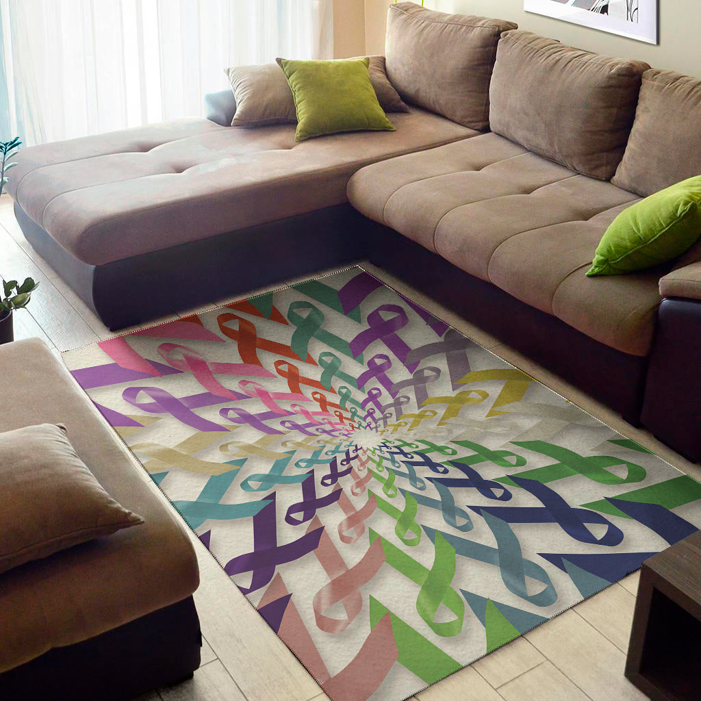 All Cancer Awareness Mandala Print Area Rug