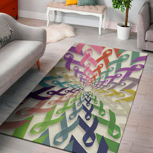 All Cancer Awareness Mandala Print Area Rug